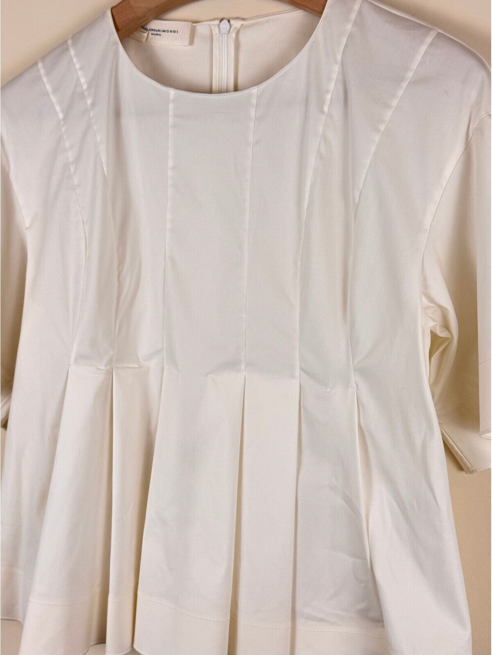 Aquilano Rimondi White Pleated Peplum Top IT 44 US 8 Made in Italy Designer